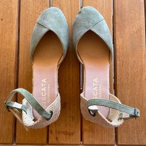 Viscata green suede espadrille wedges size 10 (41) NWOT